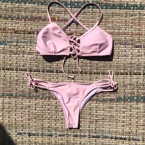 Strappy baby pink bikini